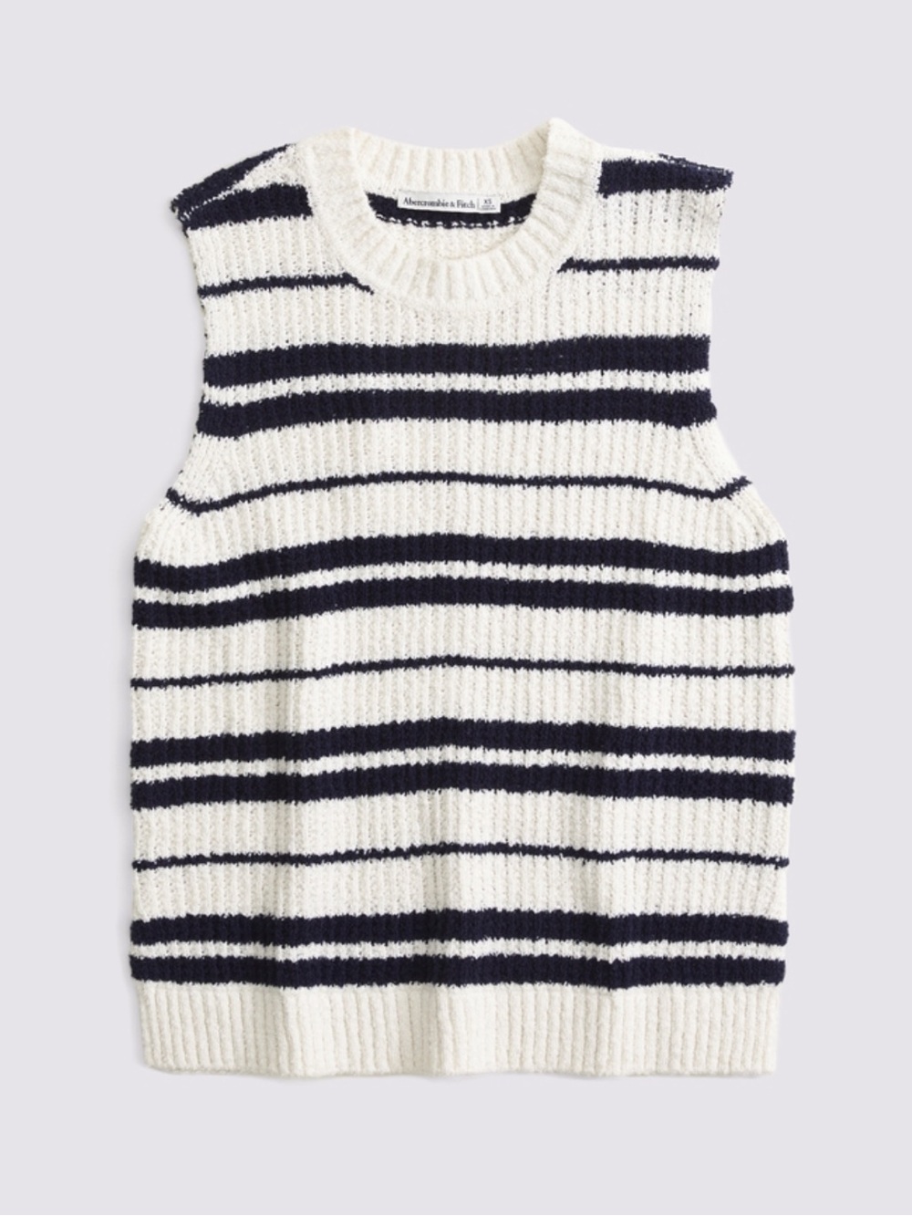 Abercrombie & Fitch Striped Knit Sleeveless Sweater Vest - Navy/White